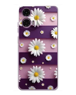 Чехол для Motorola MOTO G24 Power с картинкой «Ромашки на фиолетовом»