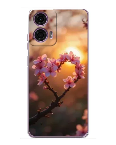 Чехол для Motorola MOTO G24 Power с картинкой «Розовый цвет сердце на фоне заката»