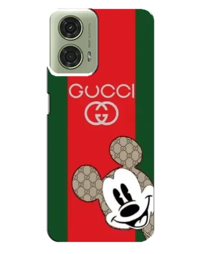 Чехол для Motorola MOTO G24 с картинкой «Gucci — полосы и Микки»