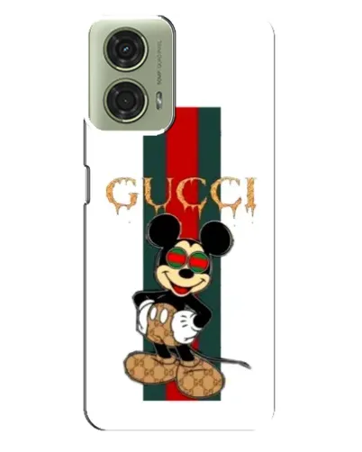 Чехол для Motorola MOTO G24 с картинкой «Микки Маус Gucci — полосы»
