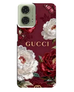 Чехол для Motorola MOTO G24 с картинкой «Gucci — бордовые розы»