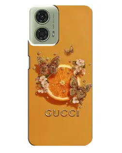 Чехол для Motorola MOTO G24 с картинкой «Gucci — золотые бабочки»