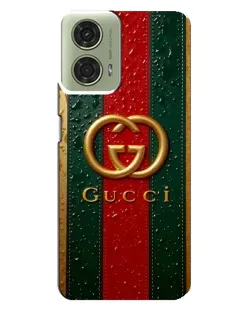 Чехол для Motorola MOTO G24 с картинкой «Gucci — фирменная полоса и золото»