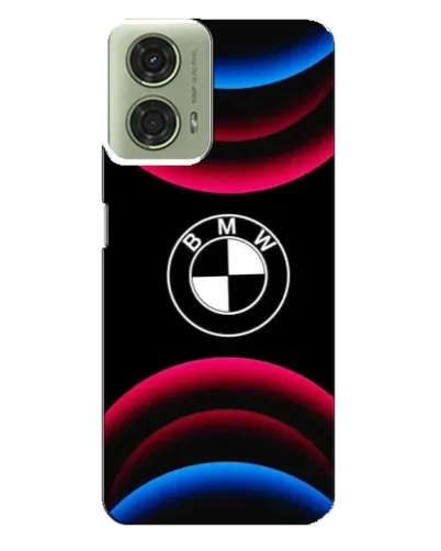 Чехол для Motorola MOTO G24 с картинкой «Логотип BMW и неоновые дуги»