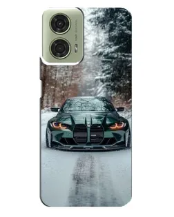 Чехол для Motorola MOTO G24 с картинкой «BMW в зимнем лесу»