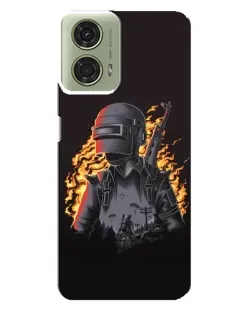 Чехол для Motorola MOTO G24 с картинкой «PUBG — огненный силуэт»