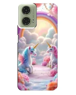 Чехол для Motorola MOTO G24 с картинкой «Радуга и единороги»