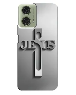 Чехол для Motorola MOTO G24 с картинкой «Металлический крест Jesus»