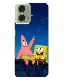 Чехол для Motorola MOTO G24 с картинкой «Губка Боб и Патрик ночью»
