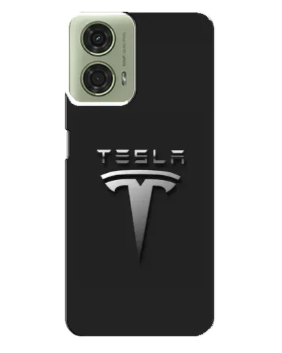Чехол для Motorola MOTO G24 с картинкой «Стальной логотип Tesla»