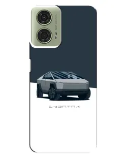 Чехол для Motorola MOTO G24 с картинкой «Серебристый Cybertruck Tesla»