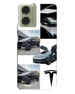 Чехол для Motorola MOTO G24 с картинкой «Коллаж Cybertruck Tesla»