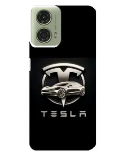 Чехол для Motorola MOTO G24 с картинкой «Tesla — серебристое авто»