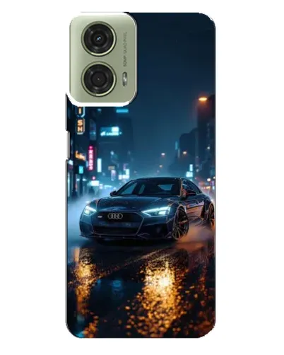 Чехол для Motorola MOTO G24 с картинкой «Ночной город и Audi»