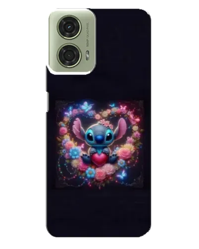 Чехол для Motorola MOTO G24 с картинкой «Stitch в цветах»