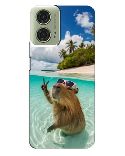 Чехол для Motorola MOTO G24 с картинкой «Капибара на море»