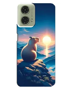 Чехол для Motorola MOTO G24 с картинкой «Закат солнца с капибарой»