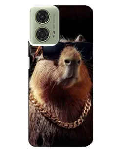 Чехол для Motorola MOTO G24 с картинкой «Капибара золотая цепь»