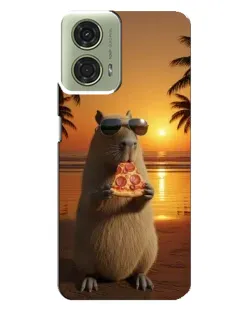 Чехол для Motorola MOTO G24 с картинкой «Капибара с пиццей»