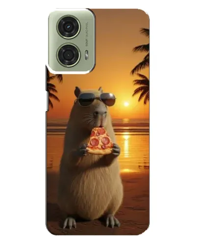 Чехол для Motorola MOTO G24 с картинкой «Капибара с пиццей»