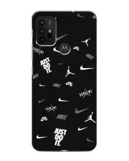 Чехол для Motorola MOTO G30 с картинкой «Nike Black Pattern»