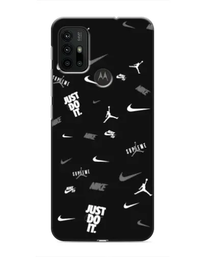 Чехол для Motorola MOTO G30 с картинкой «Nike Black Pattern»