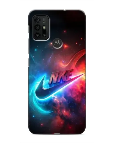 Чехол для Motorola MOTO G30 с картинкой «Огненный логотип Nike»