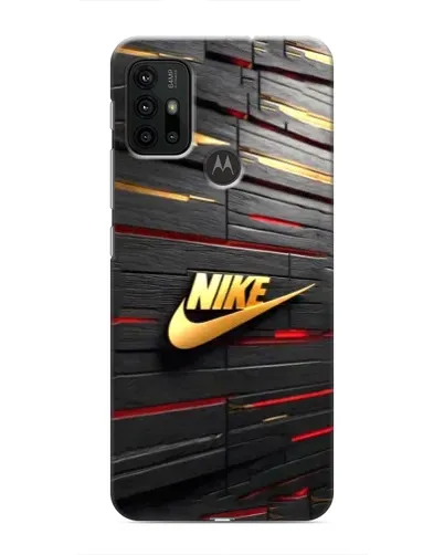 Чехол для Motorola MOTO G30 с картинкой «Золотой Nike на металле»
