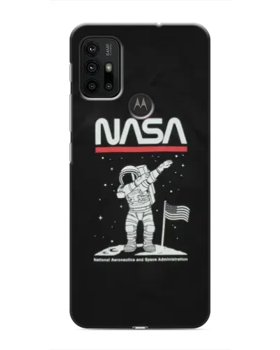 Чехол для Motorola MOTO G30 с картинкой «NASA — шагаем по Луне»