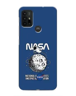 Чехол для Motorola MOTO G30 с картинкой «NASA — лунная миссия»