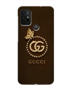 Чехол для Motorola MOTO G30 с картинкой «Gucci — золотая бабочка»