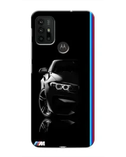Чехол для Motorola MOTO G30 с картинкой «Силуэт BMW в темноте»