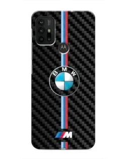 Чехол для Motorola MOTO G30 с картинкой «Эмблема BMW и карбон»