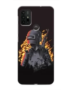 Чехол для Motorola MOTO G30 с картинкой «PUBG — огненный силуэт»