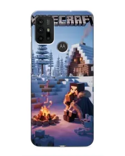 Чехол для Motorola MOTO G30 с картинкой «Зимний Minecraft»
