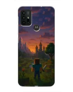 Чехол для Motorola MOTO G30 с картинкой «Стив у башни»