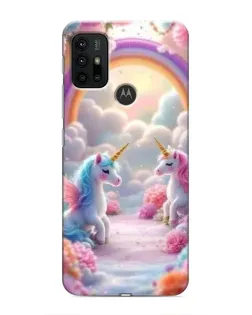 Чохол для Motorola MOTO G30 з картинкою «Веселка і єдинороги»