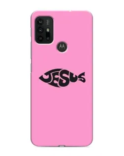 Чехол для Motorola MOTO G30 с картинкой «Розовый символ  Jesus»