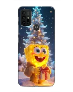 Чехол для Motorola MOTO G30 с картинкой «Рождественский Спанч Боб»