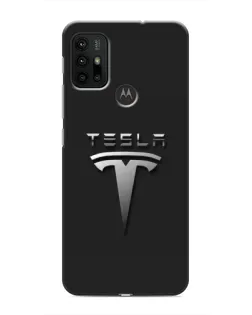 Чехол для Motorola MOTO G30 с картинкой «Стальной логотип Tesla»