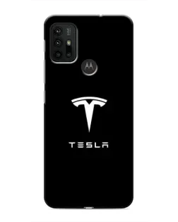 Чехол для Motorola MOTO G30 с картинкой «Tesla White Logo»