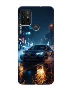 Чехол для Motorola MOTO G30 с картинкой «Ночной город и Audi»