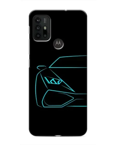 Чехол для Motorola MOTO G30 с картинкой «Голубой силуэт Lamborghini»
