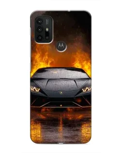 Чехол для Motorola MOTO G30 с картинкой «Lamborghini в огне»