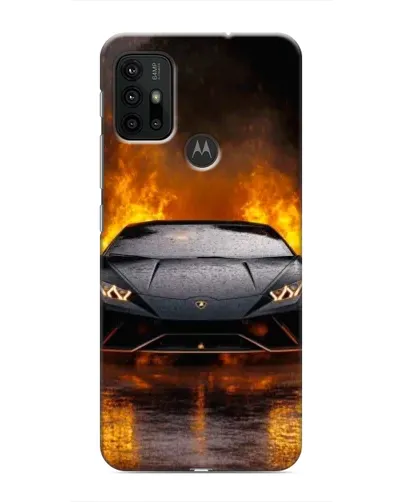 Чехол для Motorola MOTO G30 с картинкой «Lamborghini в огне»