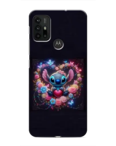 Чохол для Motorola MOTO G30 з картинкою «Stitch у квітах»