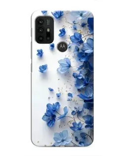 Чехол для Motorola MOTO G30 с картинкой «Голубой цветочный каскад»