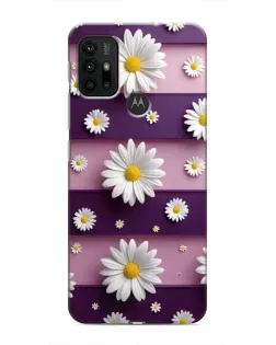 Чехол для Motorola MOTO G30 с картинкой «Ромашки на фиолетовом»