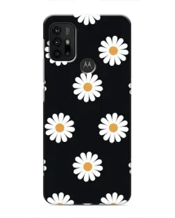 Чехол для Motorola MOTO G30 с картинкой «Ромашки на черном»