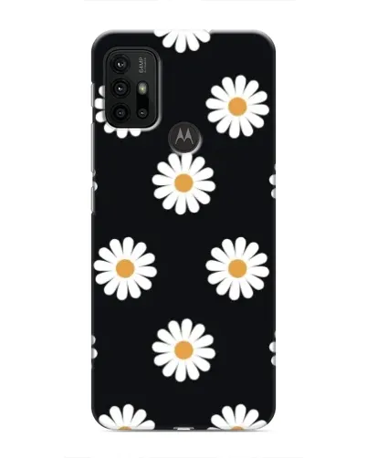 Чехол для Motorola MOTO G30 с картинкой «Ромашки на черном»